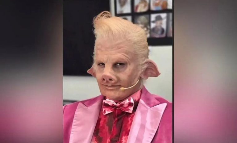 گریم شگفت‌انگیز خوک روی صورت روزبه حصاری